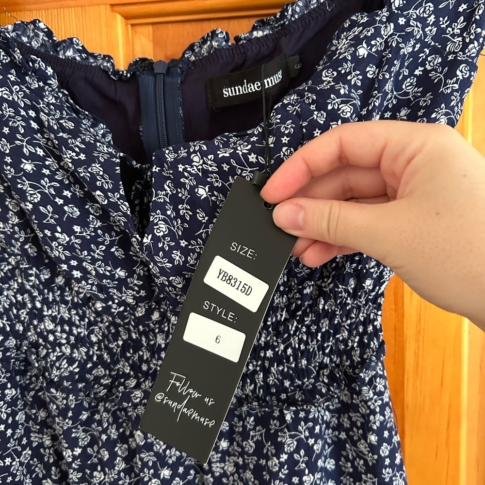 Sundae Muse Blue Floral Mini Dress - Picture 3 of 5